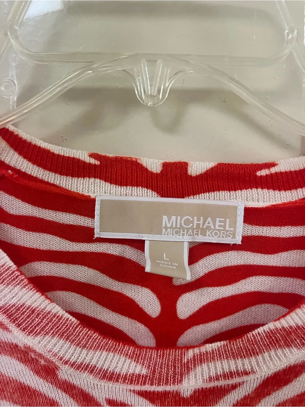 Michael Kors Red & White Zebra Print Sweater